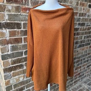 Brown waffle knit sweater